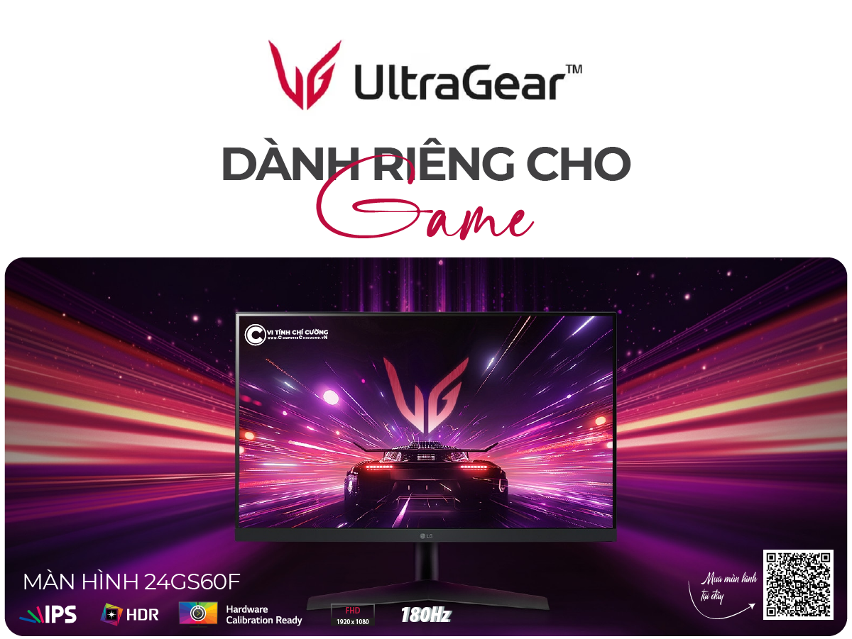 Màn hình 24 inch chuyên chơi game Full HD IPS UltraGear tần số quét 180Hz 1ms LG 24GS60F