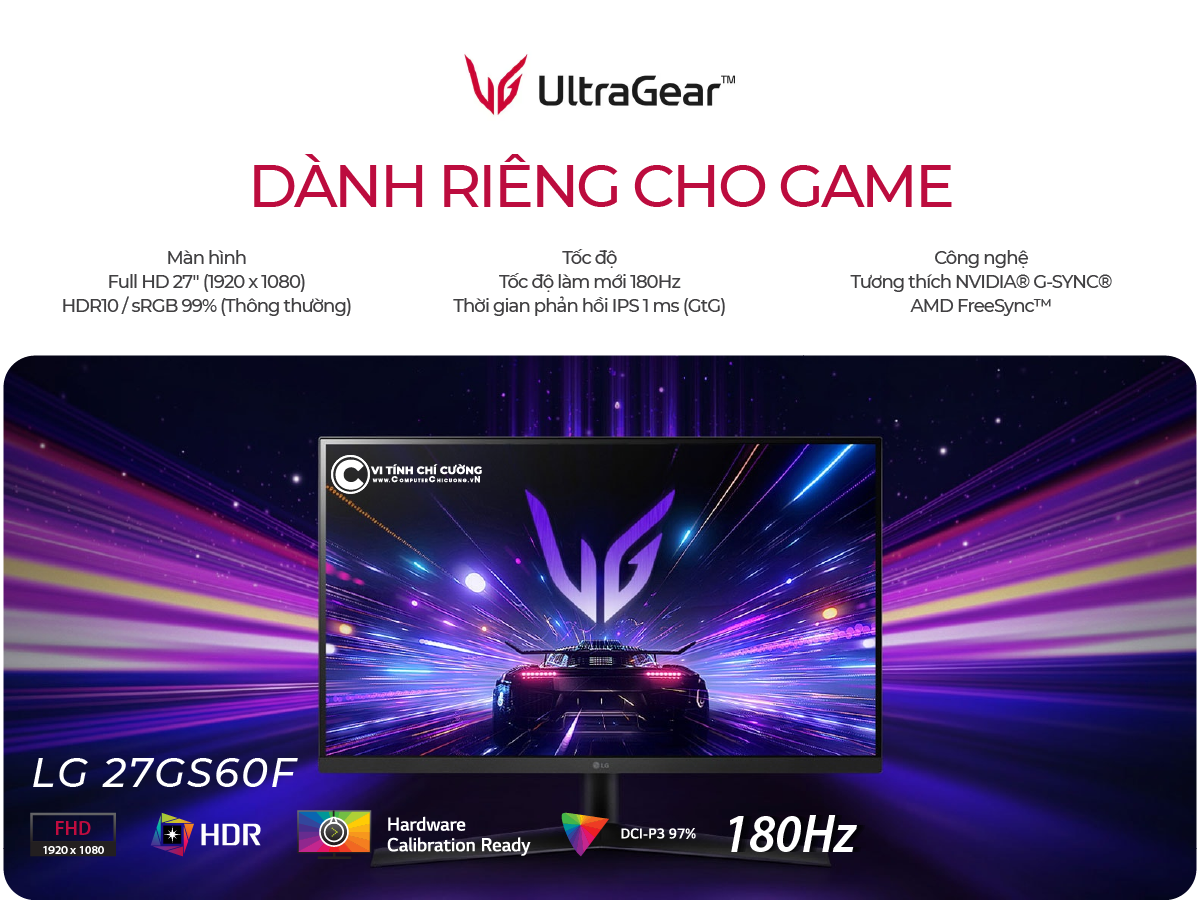 Màn hình chơi game LG 27GS60F 27 inch UltraGear tần số quét 180Hz