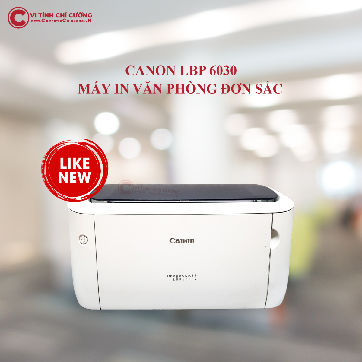 Hình minh họa máy in Canon LBP 6030 nhỏ gọn trên bàn làm việc