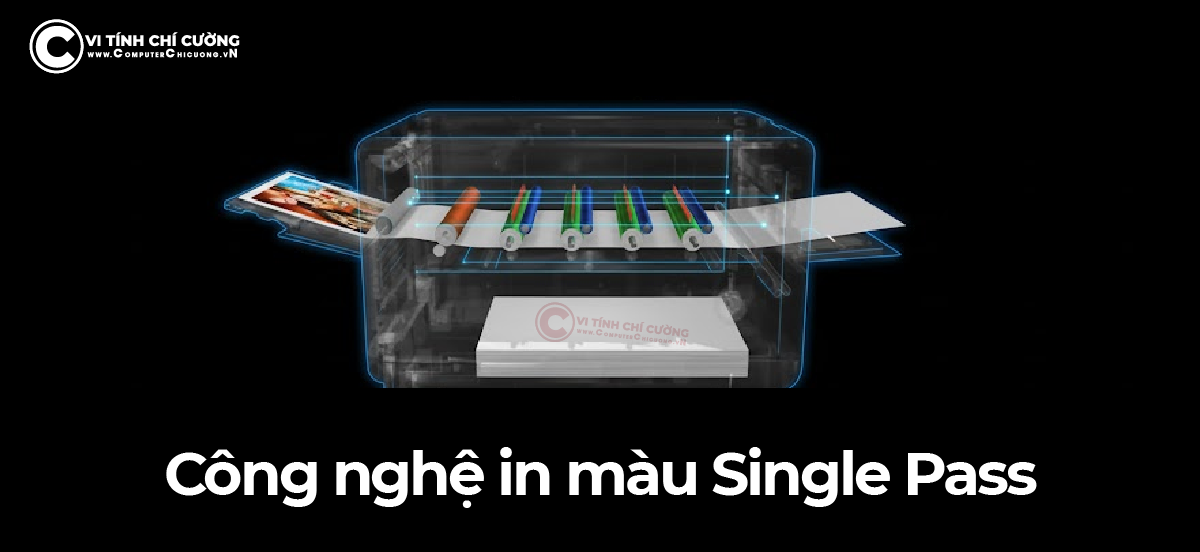 Sơ đồ minh họa đường dẫn giấy thẳng của máy in OKI C650dn