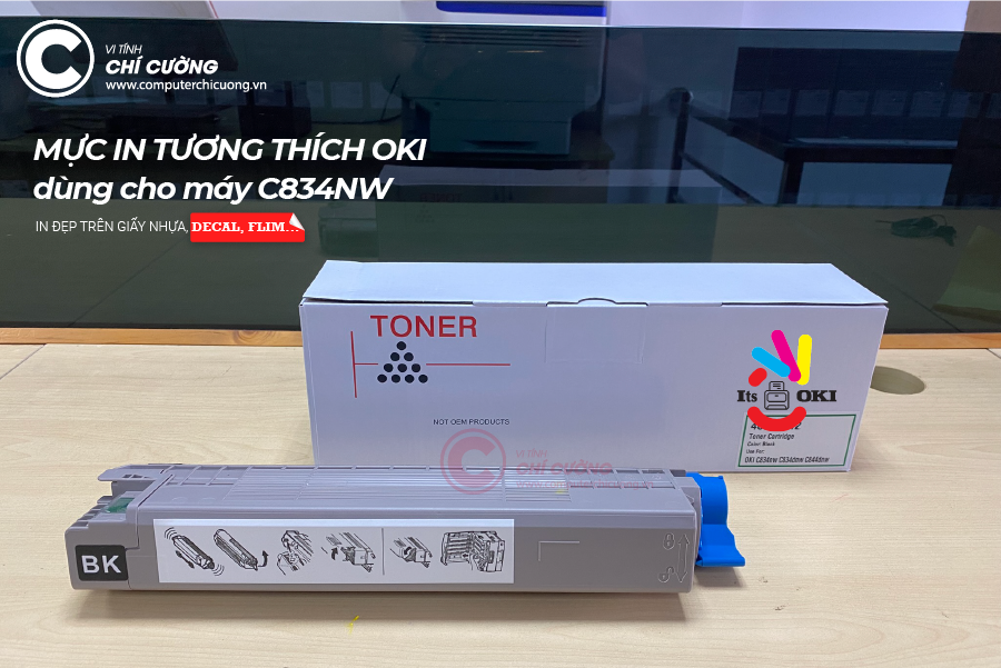 Ống mực thay thế OKI C834nw màu Đen nguyên hộp vỏ chip bột mực tại Computer Chí Cường TP.HCM