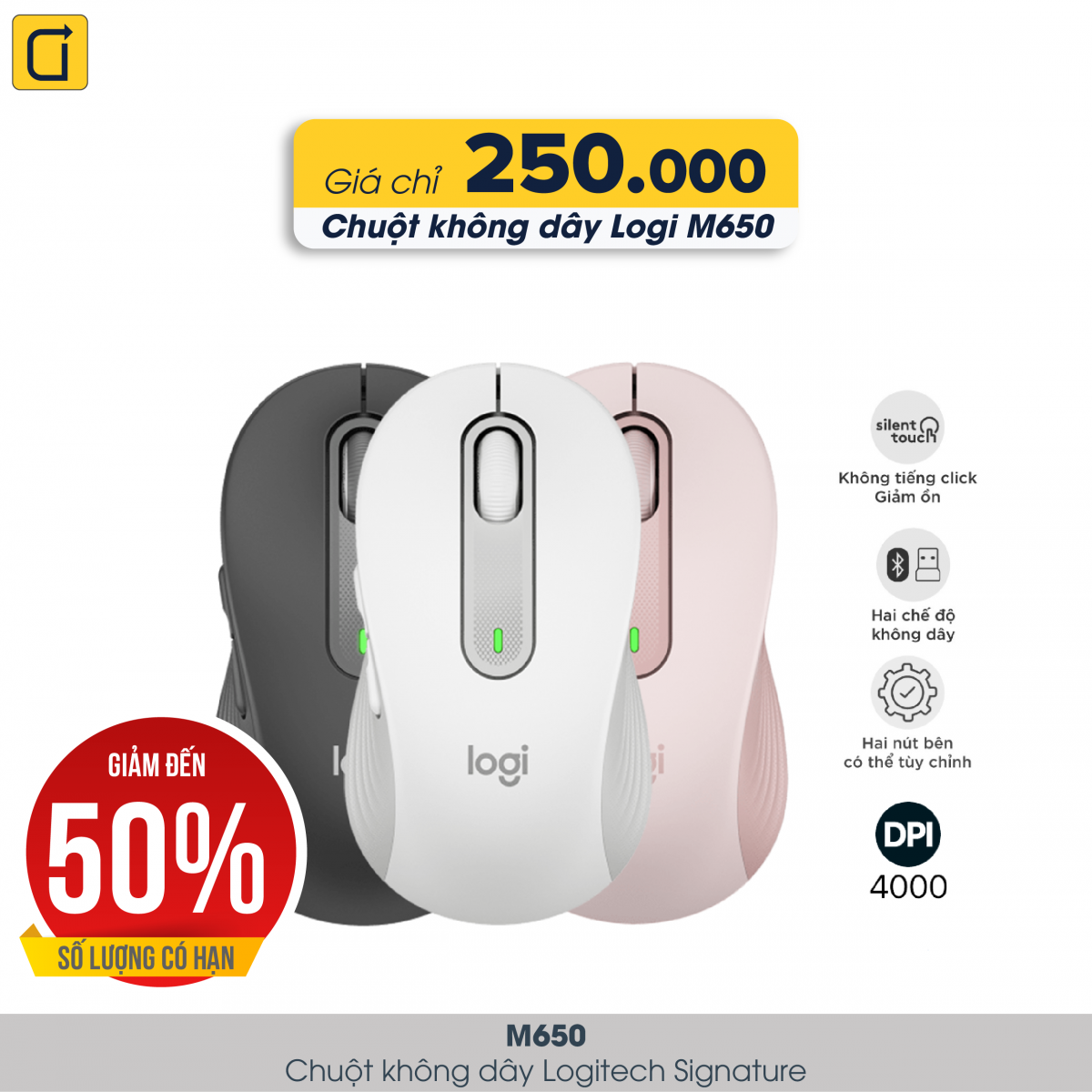 Chuột Không Dây Logitech Signature M650