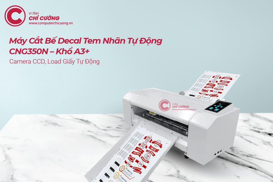 Máy cắt bế decal tem nhãn tự động CNG350N khổ A3+ camera CCD load giấy tự động tại Computer Chí Cường TP.HCM