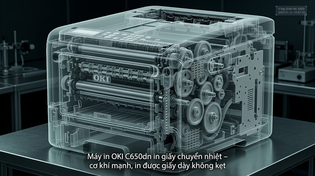 Máy in OKI C650dn in giấy chuyển nhiệt – cơ khí mạnh, in được giấy dày không kẹt