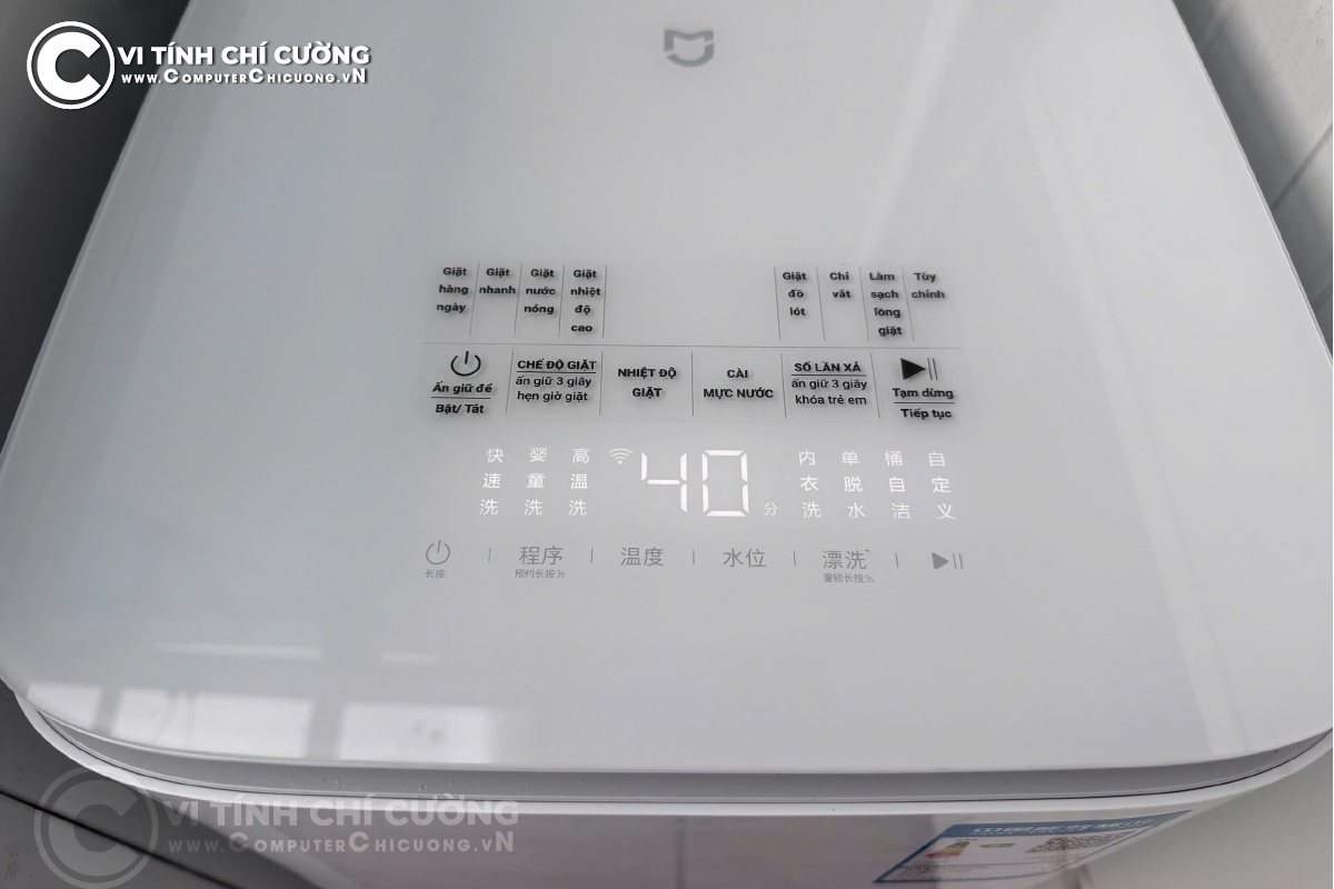 Decal trong in chữ tiếng Việt dán trên bảng điều khiển máy giặt, in bằng máy in OKI C650