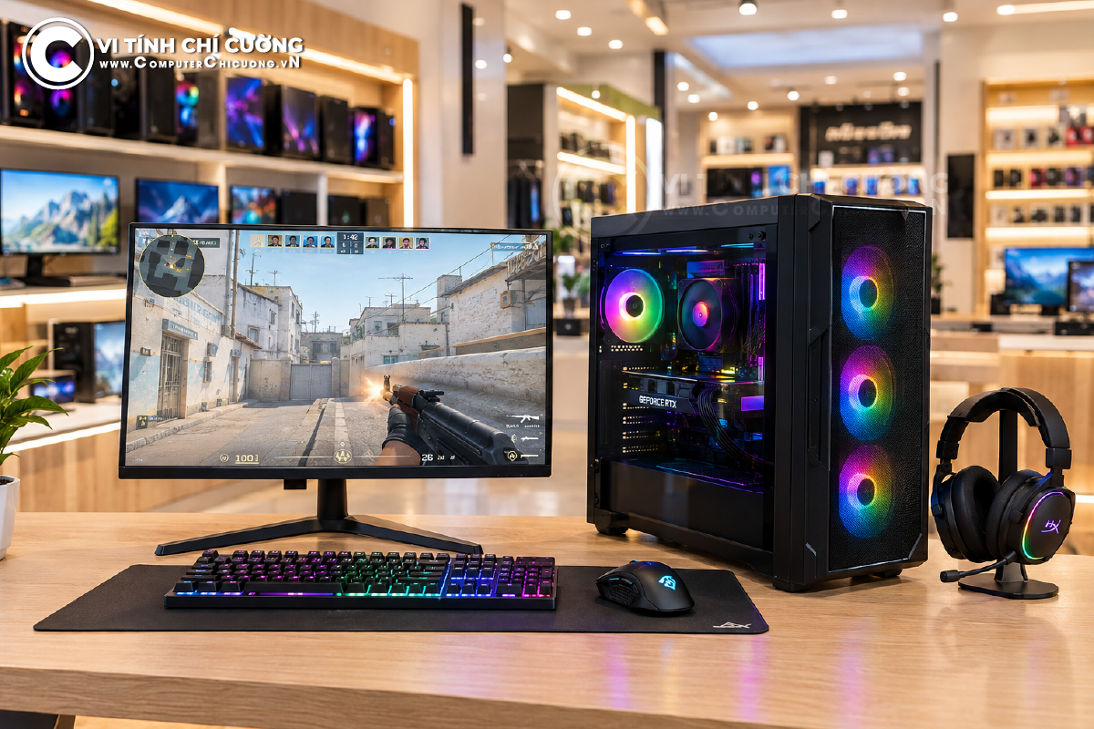 Cấu hình PC thi đấu CS2 240fps PUBG max setting tại Computer Chí Cường