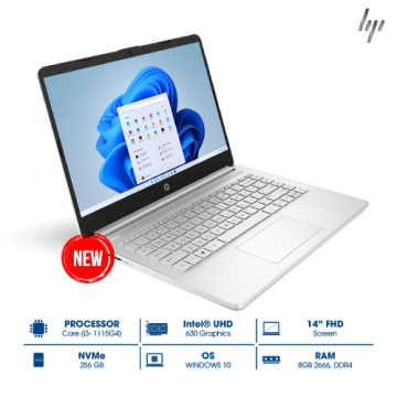 Laptop HP 14S-DQ2644TU i3-1115G4/8GB/256GB/Win11 màu bạc hàng mới 100%